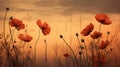 Surreal Sunset: Capturing The Beauty Of Fall Wild Flowers In Shades Of Orange And Rust