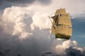 Surreal Tall Sailing Ship, Clouds Royalty Free Stock Photo