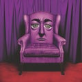 Surreal Theatrical Purple Chair With Human Face Soft Sculpture