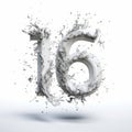 Surreal Theatrics: Exploring The Numeral 16 In A Water Splash Royalty Free Stock Photo