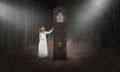 Surreal Time, Grandfather Clock, Girl Royalty Free Stock Photo