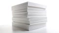 A Surreal Towering Stack of White Paper An Endless Dreamlike Exploration of Minimalist Form and Ethereal Light Royalty Free Stock Photo