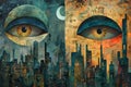 Surreal Urban Eye Artwork. Generative AI Illustration