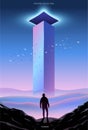 Surreal vector poster. Motivation and success. Tower.