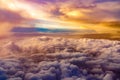 Surreal view from above with a blanket of clouds