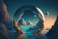 A surreal view of a planet by a sphere , wallpaper, AI Generated