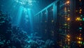 Underwater Data Center Illuminated by Sunbeams Royalty Free Stock Photo