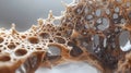 Surreal Visualization of Connected Nodes in an Organic Structure with Intricate Details and Texture