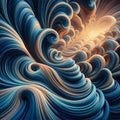 Surreal wave pattern with distorted and surreal forms, photorea
