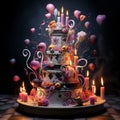 Surreal and Whimsical Cake in a Vibrant Dining Room