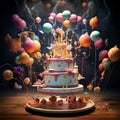 Surreal and Whimsical Cake in a Vibrant Dining Room