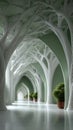 Surreal white architectural corridor with unique design elements Royalty Free Stock Photo