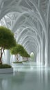 Surreal white architectural corridor with unique design elements Royalty Free Stock Photo