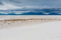 Surreal White Sands of New Mexico with Mountains in the Distance Royalty Free Stock Photo