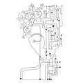 Surreal woman face with plants on head and microchips Line art drawing.Abstract art portrait of robot woman Vector