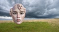 Surreal Woman, Multiple Heads, Science Fiction