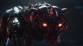 The Surreal World Of A Cinematic Photo: A Lion Robot With A Red Eye