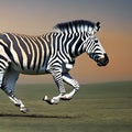A surreal zebra with a unicorn horn, galloping through a dreamlike savannah in a world of fantasy3, Generative AI