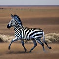 A surreal zebra with a unicorn horn, galloping through a vibrant savannah in a dreamlike world5, Generative AI