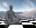 Meditation on a chess board Royalty Free Stock Photo