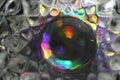 Surrealism, rainbow eye. Blurred abstract background. Purple, gr Royalty Free Stock Photo