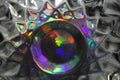 Surrealism, rainbow eye. Blurred abstract background. Purple, gr Royalty Free Stock Photo