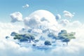 Surrealism white and blue ethereal landscape. Beautiful illustration picture. Generative AI