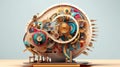 A surrealist clock design in which the gears and springs inside a clock mechanism are deformed. It reflects a sense of