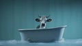 Surrealist Cow In Bathtub: A Critique Of Consumer Culture Royalty Free Stock Photo