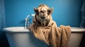 Surrealist Photography: Camel In A Big Tub With Long Sleeve Shirt