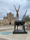 Surrealist piano sculpture by Dali at the Sassi of Matera, Matera, Italy Royalty Free Stock Photo