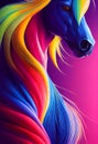 A surrealistic aesthetic composition of a multicolored horse