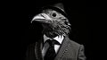 Surrealistic Bird In Business Suit: A Captivating Blend Of Film Noir And Humor