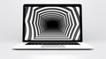 Surrealistic Black And White Laptop With Tunnel Screen