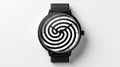 Surrealistic Black And White Spiral Watch With Intense Movement Expression