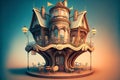 Surrealistic cafe in dreamlike fairytale art nouveau style. Surreal caffeteria in vintage style. Generated AI.