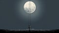 Surrealistic Cartoon: Serene Solitude With A Big Moon