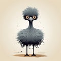 Minimalist Scandinavian Art: Captivating Emu Illustration Royalty Free Stock Photo