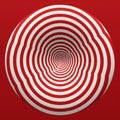 Surrealistic Distortion: Giant Red And White Spiral Circle