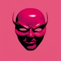 Surrealistic Evil Mask Illustration In Pink And Black