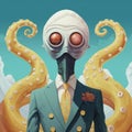 Surrealistic Futuristic Octopuslike Gorgon Humanoid In Suit