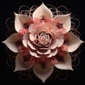 Surrealistic Geometric Flower: Intricate 3d Paper Rose With Baroque Ornate Style Royalty Free Stock Photo