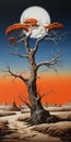 Surrealistic Grotesque: A Vivid Birdlife In A Desert Tree