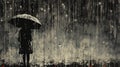 Surrealistic Horror: A Rainy Encounter In Dark Gray