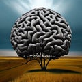 Surrealistic image of human brain tree. Created with AI