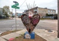 Surrealistic metal heart scupture Deep Ellum, Dallas, Texas