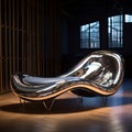 Surrealistic Metallic Chrome Lounge Chair With Avicii-inspired Futon