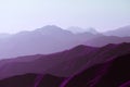 Surrealistic mountain landscape of purple hues