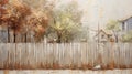 Soft And Muted Oil Painting Of A Dog By A Fence Royalty Free Stock Photo