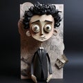 Surrealistic Paper Sculpture Of A Charming Man With Gothic Illustration Style Royalty Free Stock Photo